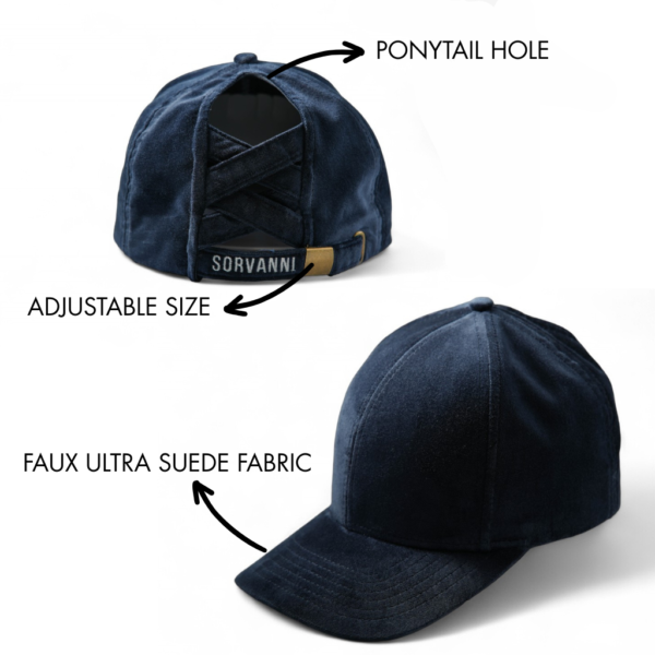 Navy Aurora – Faux Ultra Suede Cap - Image 3